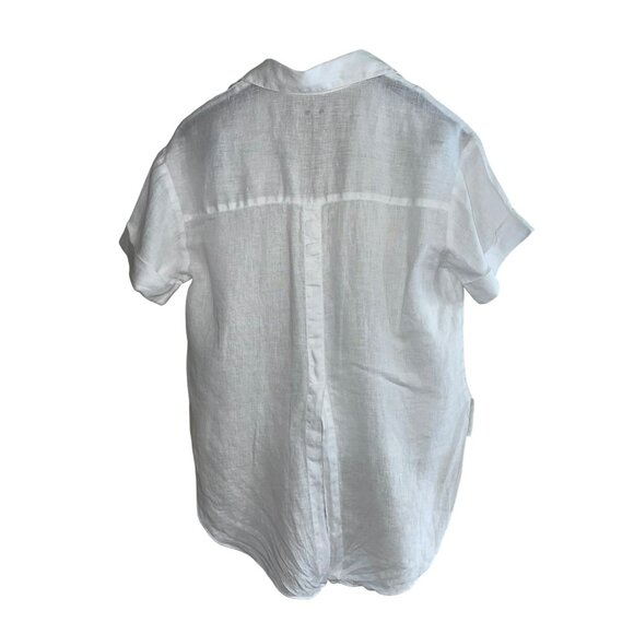 Three Dots Women's Wl1569 Lt Wt Linen S/S Shirt W/Split Back Size Small Oversize - Picture 8 of 10